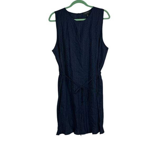 Banana Republic Jacquard Navy Pleated Mini Dress, Size XL, NWT - Picture 2 of 9